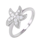 wholesale 925 Sterling Silver Rhodium Finish Starfish Ring