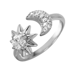 wholesale 925 Sterling Silver Rhodium Finish Sun & Moon Ring
