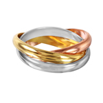 wholesale 925 Sterling Silver Rhodium Gold & Rose Gold Finish Three Tone Ring
