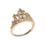 wholesale 925 Sterling Silver Gold Finish CZ Tiara Crown Ring
