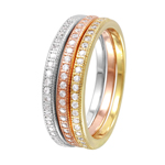 wholesale 925 Sterling Silver Rhodium Finish Tri Color Stackable Rings