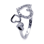 wholesale 925 Sterling Silver Rhodium Finish CZ Triple Heart Ring