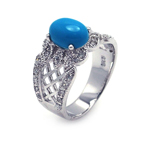wholesale 925 Sterling Silver Rhodium Finish Turquoise Filigree Ring