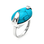 wholesale 925 Sterling Silver Rhodium Finish Oval Turquoise Ring