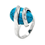 wholesale 925 Sterling Silver Rhodium Finish Oval Turquoise Ring