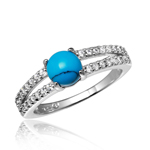 wholesale 925 Sterling Silver Rhodium Finish Wedding Band with Turquoise Center