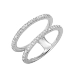 wholesale 925 Sterling Silver Rhodium Finish Twin Band CZ Ring
