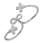 wholesale 925 Sterling Silver Rhodium Finish Cross & Infinity Two-Finger Ring