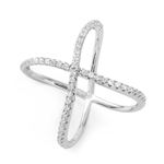 wholesale 925 Sterling Silver Rhodium Finish Wavy X Ring