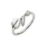 wholesale 925 Sterling Silver Rhodium Finish Small Round CZ Open Lip Wire Ring