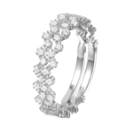 wholesale 925 Sterling Silver Rhodium Finish Zig-Zag Stackable CZ Ring