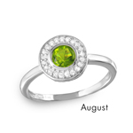 wholesale August 925 Sterling Silver Rhodium Finish Birthstone Halo Ring