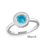 wholesale December 925 Sterling Silver Rhodium Finish Birthstone Halo Ring