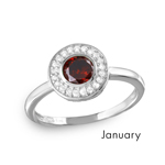 wholesale January 925 Sterling Silver Rhodium Finish Birthstone Halo Ring