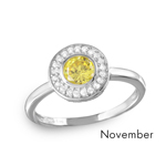 wholesale November 925 Sterling Silver Rhodium Finish Birthstone Halo Ring