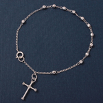 wholesale sterling silver High polish Diamond Cut Rosary Bracelet 3mm