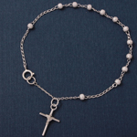 wholesale sterling silver Matte Finish Glittered Beads Rosary Bracelet 3mm