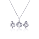 wholesale 925 sterling silver flower stud earring & necklace set