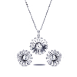 wholesale 925 sterling silver baguette flower stud earring & necklace set