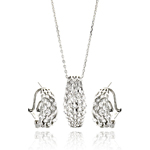 wholesale 925 sterling silver multi row french clip earring & necklace set