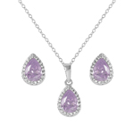 wholesale 925 sterling silver pear birthstone set