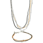 wholesale 925 sterling silver gold & rose gold plated mesh necklace & earring set