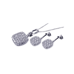 wholesale 925 sterling silver square dangling earring & necklace set