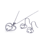 wholesale 925 sterling silver graduated open heart dangling hook earring & necklace set