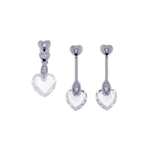 wholesale 925 sterling silver heart dangling stud earring & necklace set