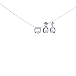 wholesale 925 sterling silver open square dangling stud earring & necklace set