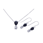wholesale 925 sterling silver round teardrop dangling hook earring & necklace set