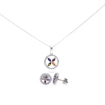 wholesale 925 sterling silver open cuircle multicolor flower stud earring & necklace set