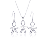 wholesale 925 sterling silver open boy dangling hook earring & necklace set