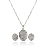 wholesale 925 sterling silver oval stud earring & necklace set