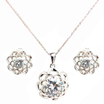 wholesale 925 sterling silver flower stud earring & necklace set