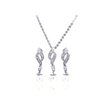 wholesale 925 sterling silver pearl twist hanging stud earring & hanging necklace set