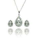 wholesale 925 sterling silver teardrop cluster stud earring & necklace set
