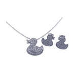 wholesale 925 sterling silver duck stud earring & necklace set