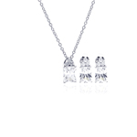 wholesale 925 sterling silver princess cut stud earring & necklace set