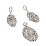 wholesale 925 sterling silver micro pave skeletal oval dangling stud earring & dangling necklace set