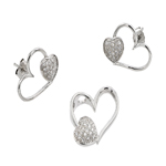 wholesale 925 sterling silver open heart stud earring & necklace set