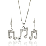 wholesale 925 sterling silver musical note hook earring & dangling necklace set