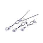 wholesale 925 sterling silver open teardrop dangling stud earring & necklace set