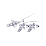 wholesale 925 sterling silver cross stud earring & necklace set