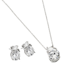 wholesale 925 sterling silver round stud earring & necklace set