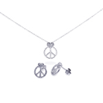 wholesale 925 sterling silver open peace sign stud earring & necklace set
