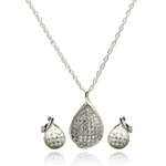 wholesale 925 sterling silver teardrop stud earring & necklace set