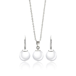 wholesale 925 sterling silver white enamel pearl lever back earring & necklace set
