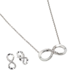 wholesale 925 sterling silver inlay infinity stud earring & necklace set