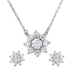 wholesale 925 sterling silver flower earrings and necklace set